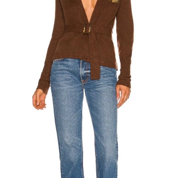 Revolve L'Academie NTW Mara Cardigan Chocolate Sweater Brown Size Small - Picture 3 of 12